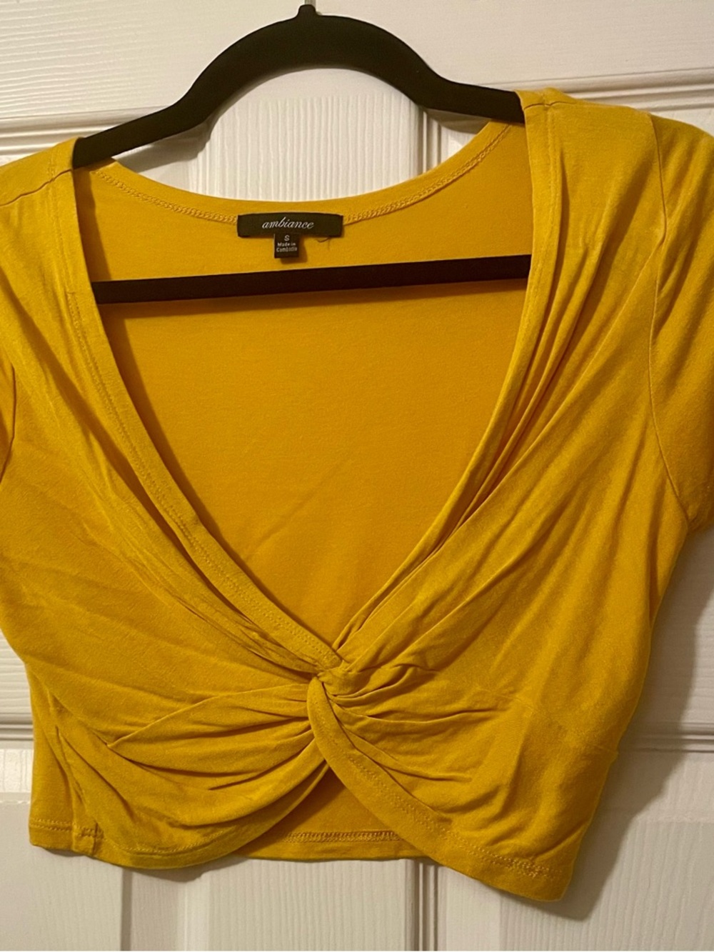 Mustard Yellow Twist-Knot Crop Top